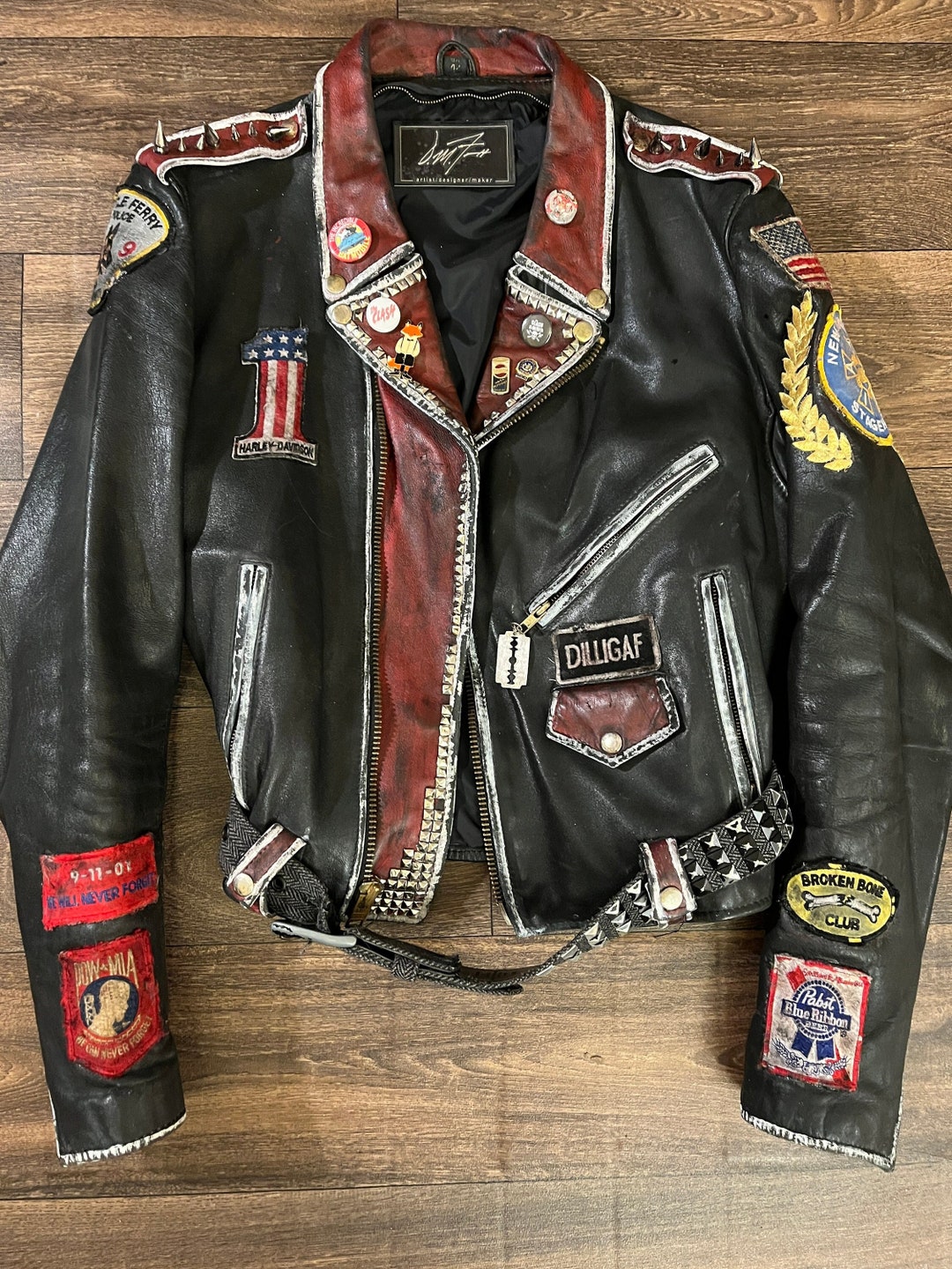 Vintage Leather Jacket Cica. 1990 Customized by Designer - Etsy