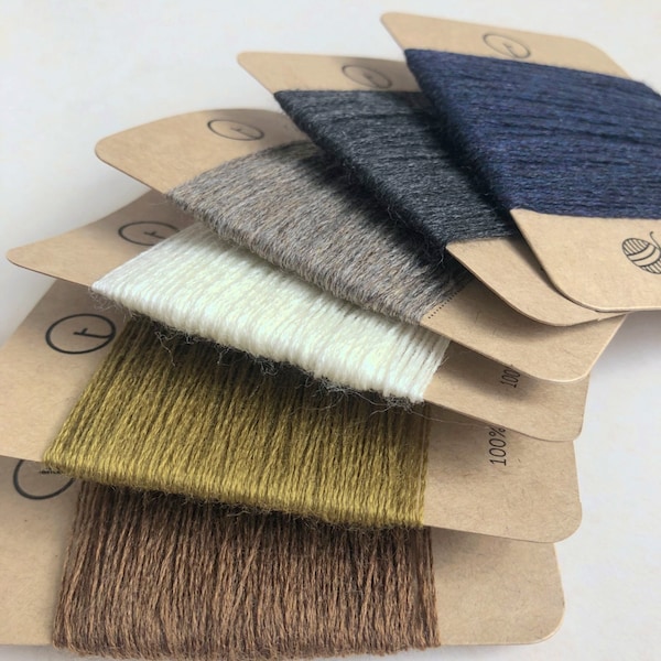 Wool Darning Yarn Card  - 30 Meters - MONO COLORS