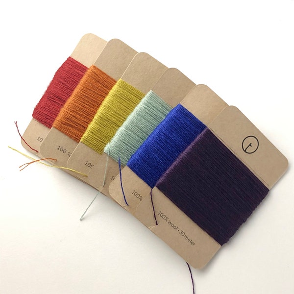 Wool Darning Yarn Card  - 30 Meters - COLORFUL