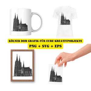 Cattedrale di Colonia Grafica vettoriale File digitale esclusivo (png, svg, eps, dxf) Silhouette architettonica minimalista per tracciare adesivi per la decorazione della parete