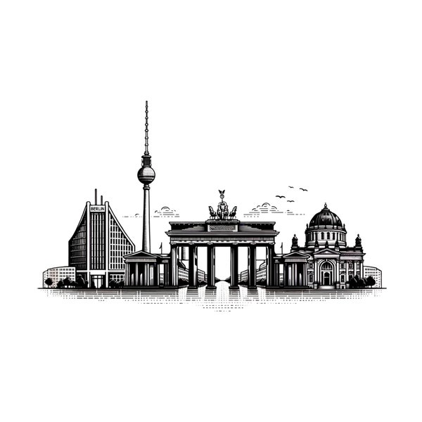 Berlin skyline graphic with and without writing (2 versions)