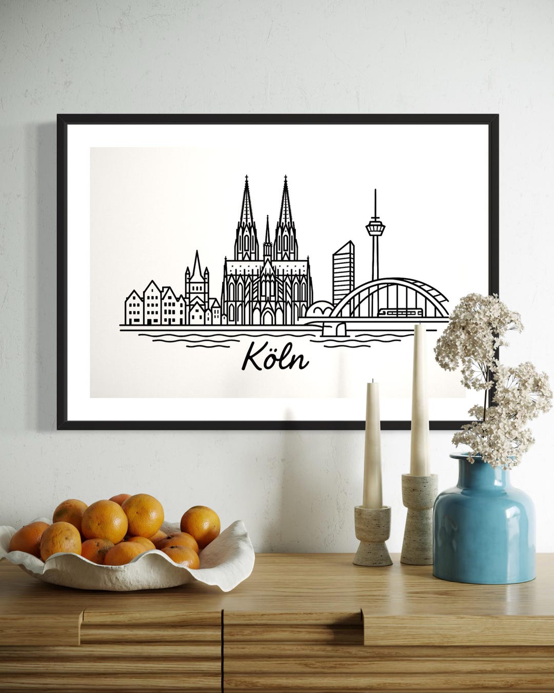 Cologne Skyline Black and White Graphic | Digital Download as PNG & SVG ...