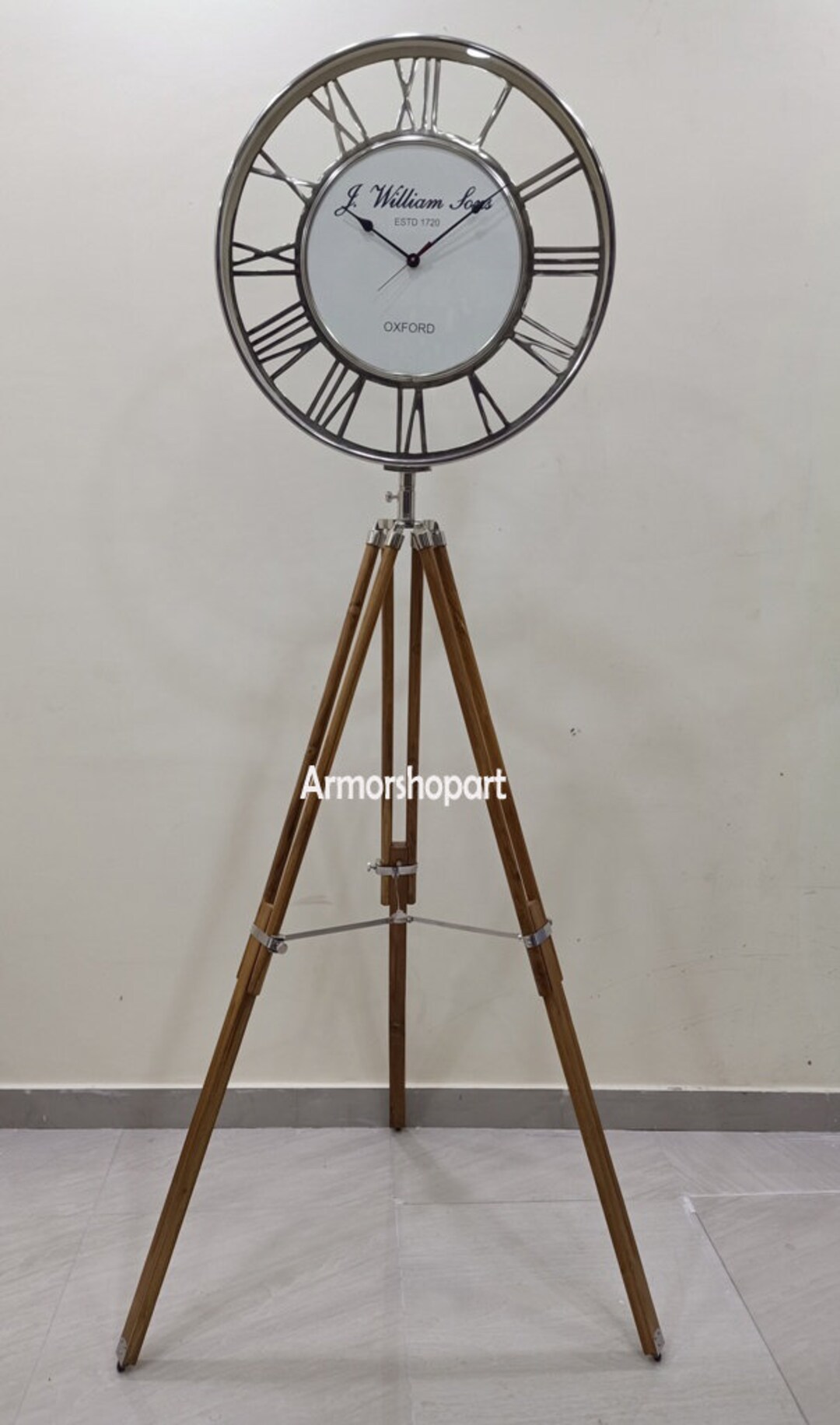 Tripod Floor Clock Tripod Standing Big Clock Floor Stand Clock Etsy