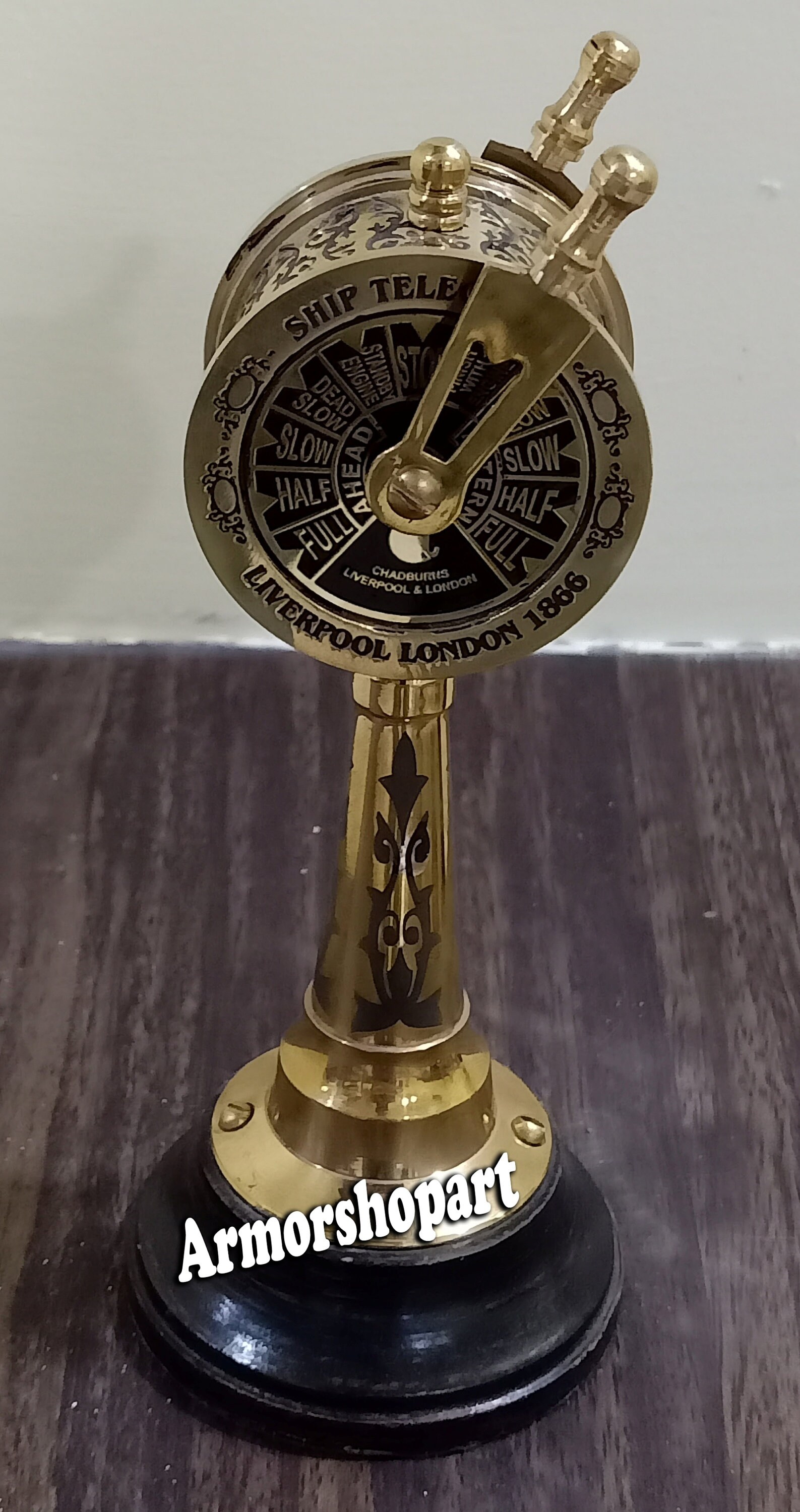 Maritime Antique Brass Ship Telegraph Table Top Clock Antique Style