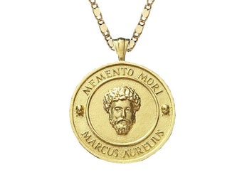 Collar de moneda antigua Memento Mori: Marco Aurelio y las cuatro virtudes cardinales
