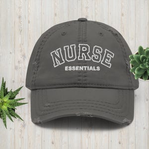 Nurse Essentials Distressed Hat, Vintage Nurse Baseball Cap for RN, CNA, LPN, Cute Nursing Hat Gift, Adjustable Embroidered Nurse Dad Hat