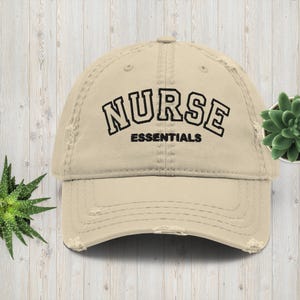 Nurse Essentials Distressed Hat, Vintage Nurse Baseball Cap for RN, CNA, LPN, Cute Nursing Hat Gift, Adjustable Embroidered Nurse Dad Hat