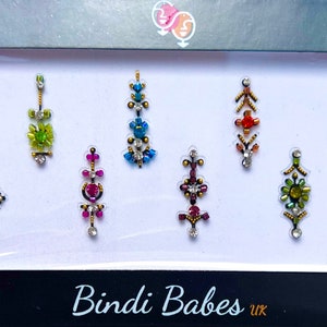 12pc Multipack Indian Asian Bindi Chandla pack, diamanté stone gem bindis in assorted colours