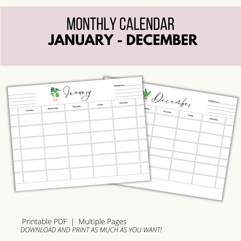 Monthly Calendar 2024 Printable Landscape Calendar Template, Minimalist