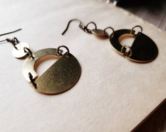 Boho brass earrings, boho glam jewelry, modern brass jewelry