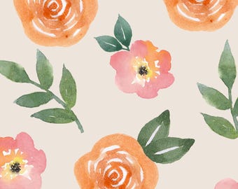Vintage Floral Watercolor Pattern Phone Wallpaper