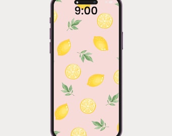 Lemon phone wallpaper, minimal watercolor lemon wallpaper for phones, iphone wallpaper, android wallpaper
