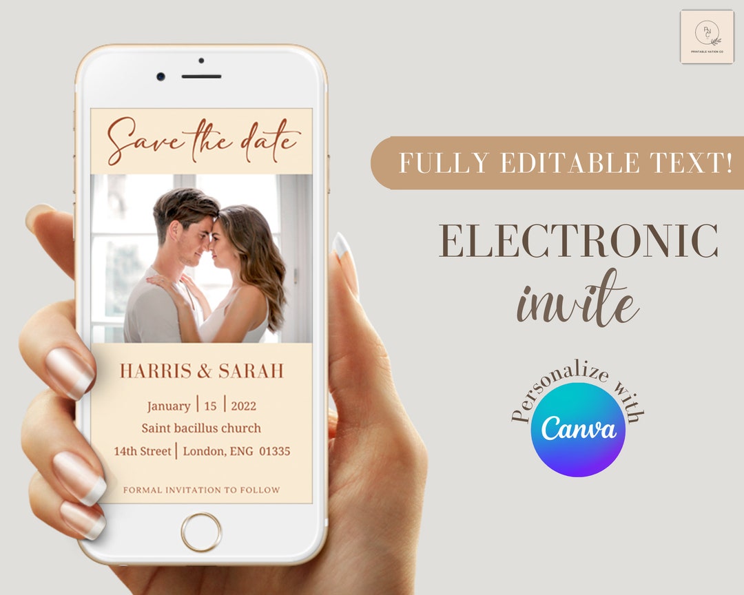 Electronic Save the Date Template Editable Digital Download - Etsy