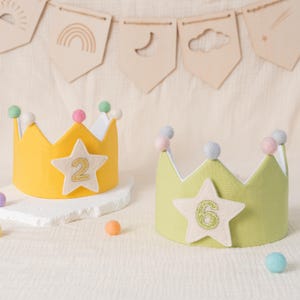 Corona di lino personalizzata con stelle e numeri colorati per bambini e compleanni, regali personalizzati, ricordo per la festa del 1° compleanno, occasioni speciali
