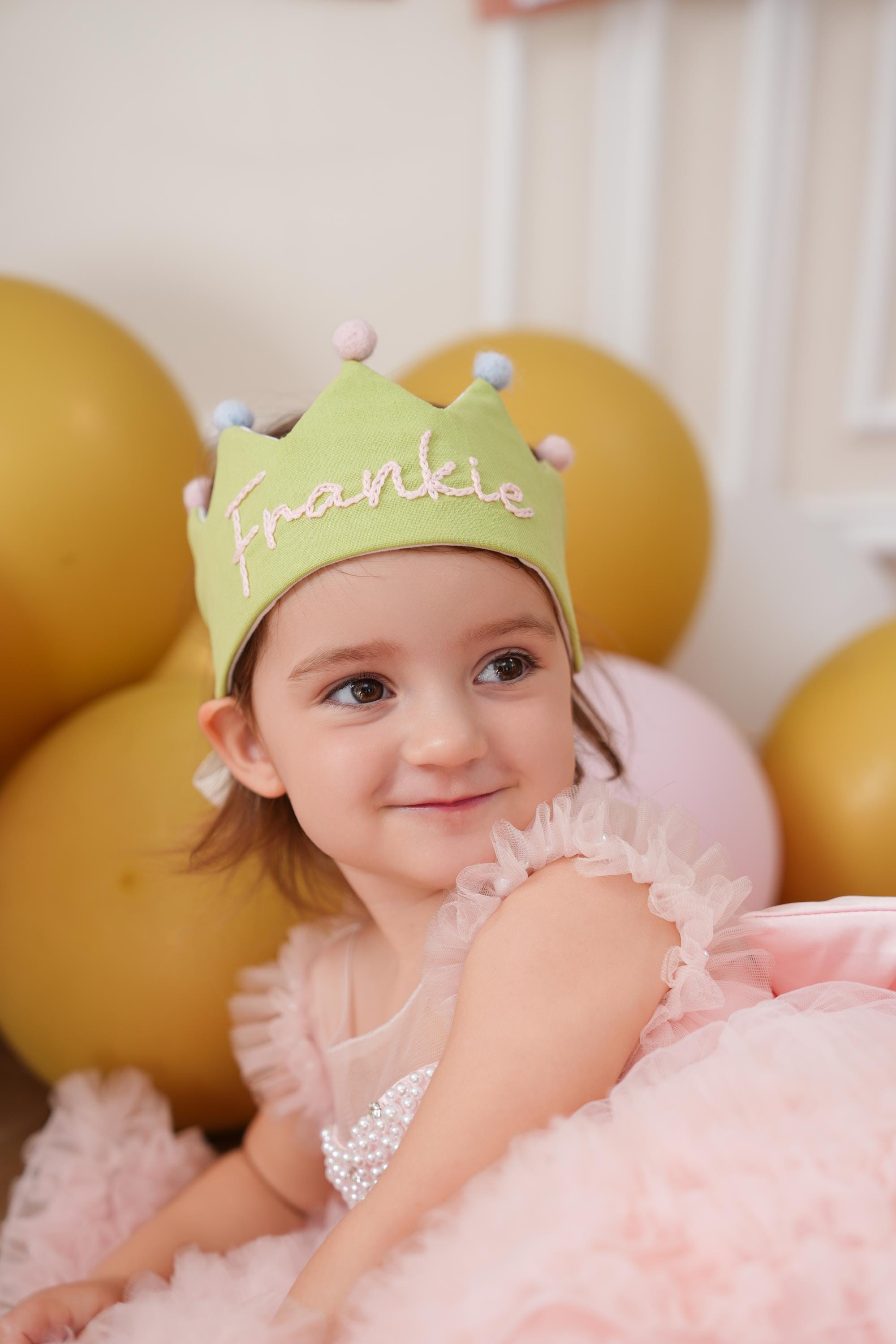 Fete An Fille Personalized Hand Embroidered Crown For Baby And