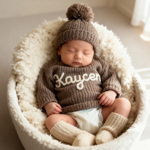 Personalized Hand Embroidered Name Baby/Toddler Sweater, Custom Knit Sweater, Baby Girls Sweater With Name, Birthday Gift For Baby Girls Boy