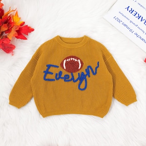 Custom NFL Baby/Toddler Sweater with Football,Dallas Cowboys Sweater,Hand Knitted Thanksgiving Baby Sweater,Custom SKOL Baby/Toddler Sweater