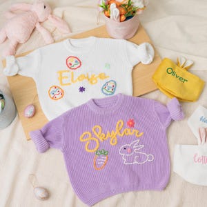 Personalized Baby Easter Sweater, Custom Name Embroidery