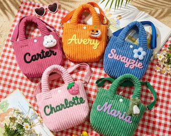 Spersonalizowana torebka dla malucha z uroczym zawieszką, spersonalizowana torba na ramię, spersonalizowana torebka z imieniem, prezent dla dziecka, prezent urodzinowy