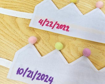 Hand bestickt Geburtstag Krone, personalisierte Baby Andenken