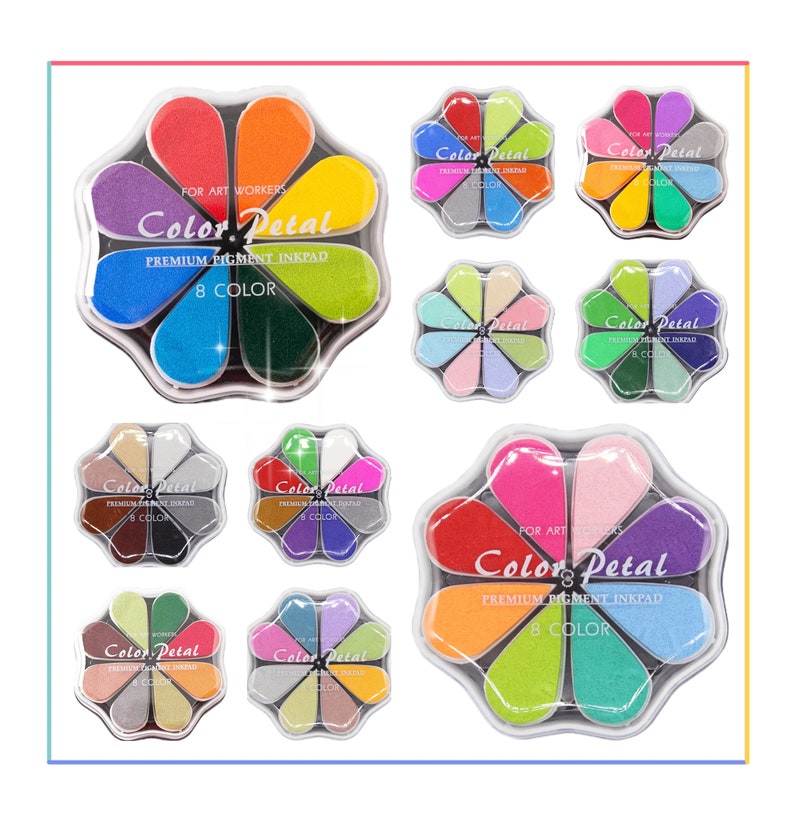 8 Colors of Rainbow Ink Pad, Stamp Ink Pads, Ink Pads, Gradient Color Ink Pads, Kid's Fingerprint Painting Tool, Kid's Craft Tool image 1