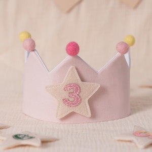 Baby/Toddler Birthday Crown with Colorful Sparkling Number&Star,Personalized Gifts,Number Crown for First Birthday Party,Custom Linen Crowns