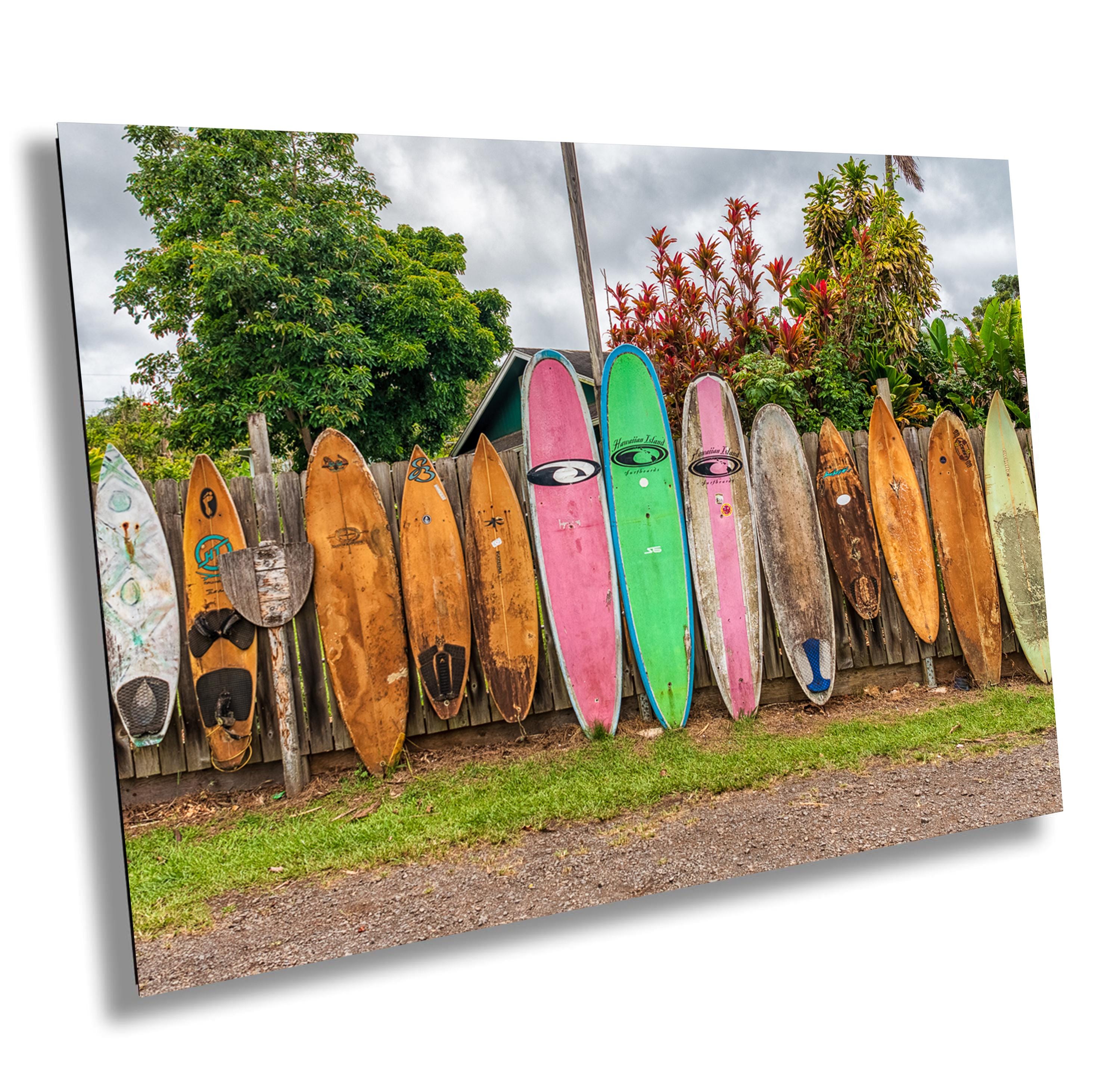 Maui Surfboard Fence Art Print: Coastal Beach Wall Decor - Etsy