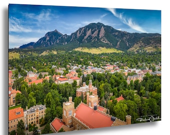 CU Boulder Wall Art, Flatirons Colorado View - Mountain Decor | Metal Print | Canvas | Acrylic Decor