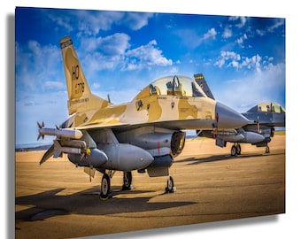 F 16 Fighter Jet Wall Art - Military Aviation Decor | Aluminum Metal Or Canvas Print | Modern Office Display
