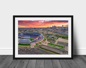 Denver Broncos Stadium Wall Art - Sunrise Cityscape Print