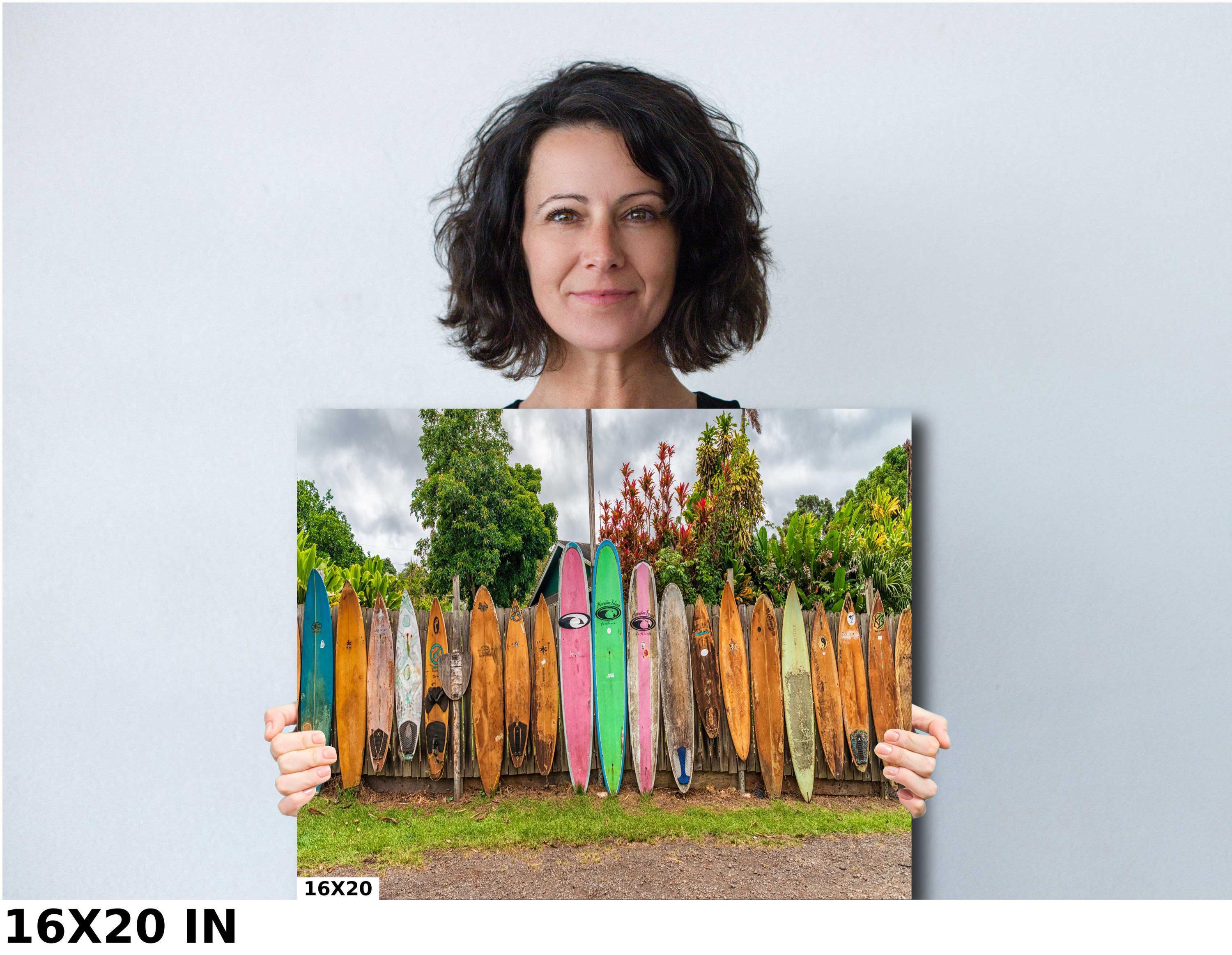 Maui Surfboard Fence Art Print: Tropical Coastal Wall Decor | Jaws