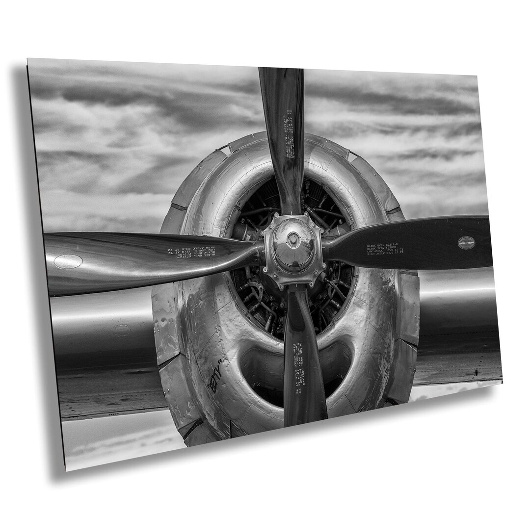Vintage Airplane Propeller Wall Art - Retro Black & White Aviation ...