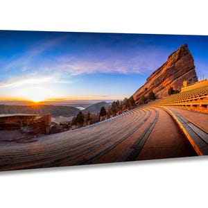 Panoramische Rote Felsen Amphitheater Sonnenaufgang Landschaftsdruck / Leinwand / Acryl / Metall, kultige Rote Felsen, Rote Felsen