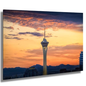 Las Vegas Stratosphere Sunrise Photo Wall Art, Vibrant Cityscape Print, Nevada Skyline Photography, Home & Office Decor Gift