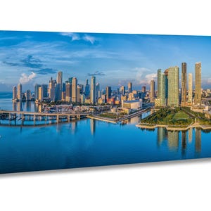 Miami Skyline Wall Art - Panoramic Cityscape Photography - Modern Florida Decor - Downtown Miami Waterfront Print - Urban Coastal Art