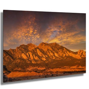 Flatirons Canvas Boulder Wall Art, Mountain Metal Print, Colorado Home Decor, Nature Scene, Acrylic Landscape Gift, Rustic Style