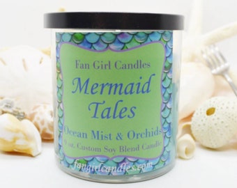 Mermaid Tales Candle/ 8 oz Candle/ Ariel Inspired/ Little Mermaid Inspired/ Ocean Inspired/ Soy Blend