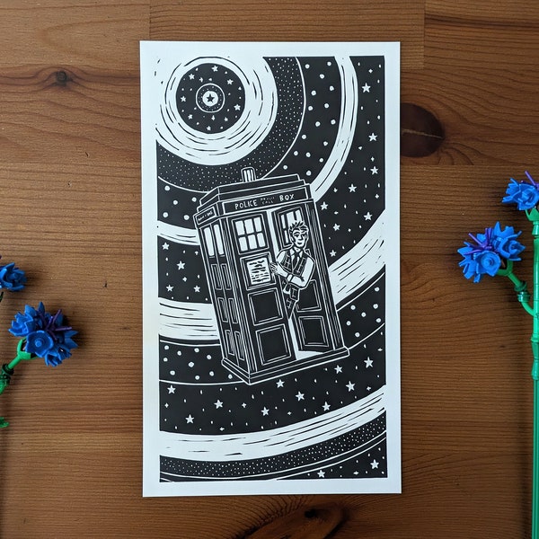 Linoldruck „Starman“ | Doctor Who | 15 x 27 cm | handgefertigt