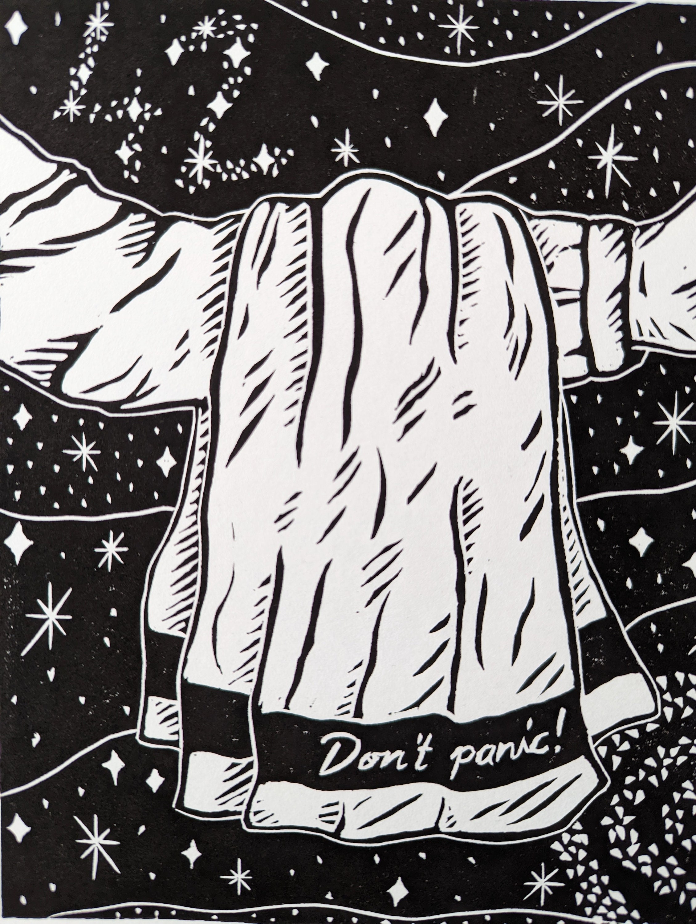 Linoprint towel Day the Hitchhiker's Guide Etsy UK
