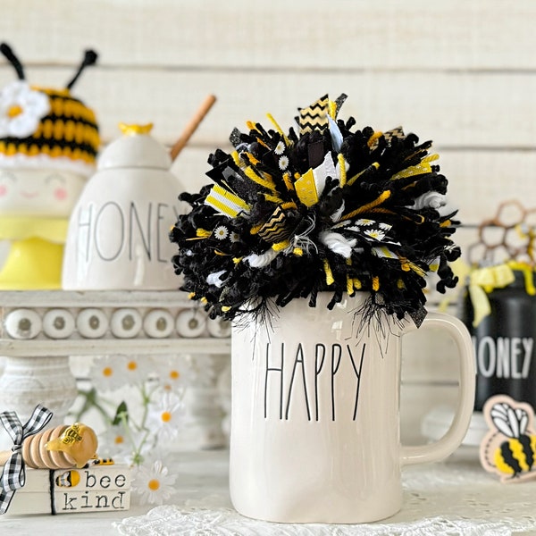 Bee Rae Dunn mug pompom topper