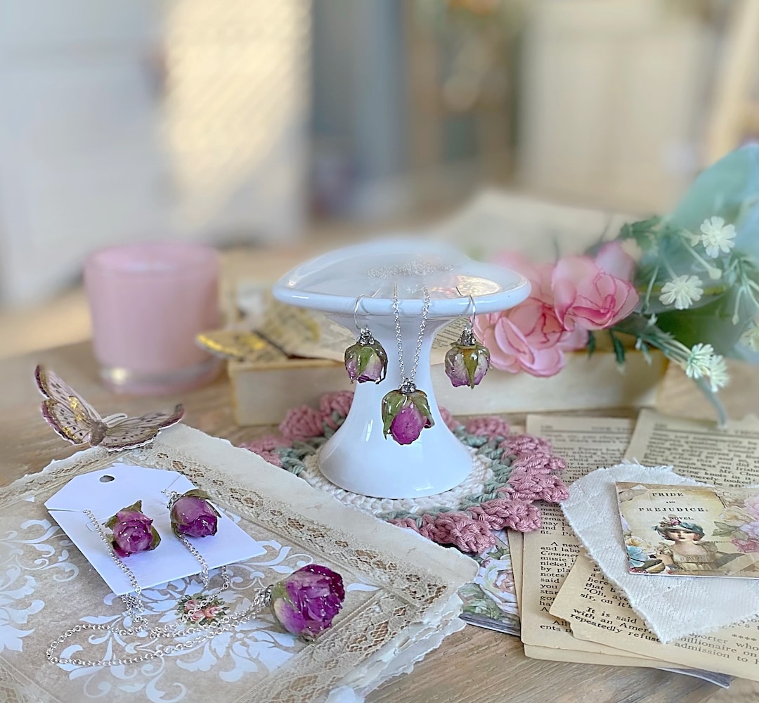 Romantic Rose Bud Earrings and Necklaces Etsy