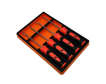 May include: Set of five orange and black handled trim tools with metal tips in an orange and black plastic case.