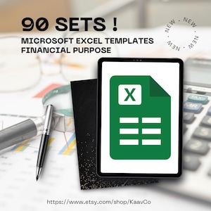90 Excel Templates Bundle | Editable Spreadsheets | Budget Planner, Data Tracker, Invoice, Analysis Sheets | Instant Download