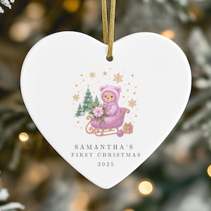 Personalized Baby Girl&#39;s First Christmas Ornament, First Christmas Keepsake, Baby&#39;s First Christmas 2025