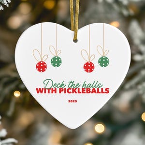 Ornement pickleball : céramique en forme de coeur, cadeau amusant