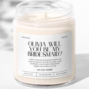 Personalized Bridesmaid Proposal Candle, Will You Be My Bridesmaid, Custom Bridesmaid Gift, Maid of Honor Gift, Bridal Party Gift