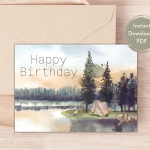 Printable Birthday Card For Him,Outdoors Birthday Card,Printable Birthday Card For Dad For Husband,Camping Birthday Card,Digital Download