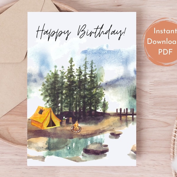 Printable Birthday Card For Him,Printable Happy Birthday Card,Birthday Card For Dad For Husband,Printable Greeting Card,Digital Download,5x7