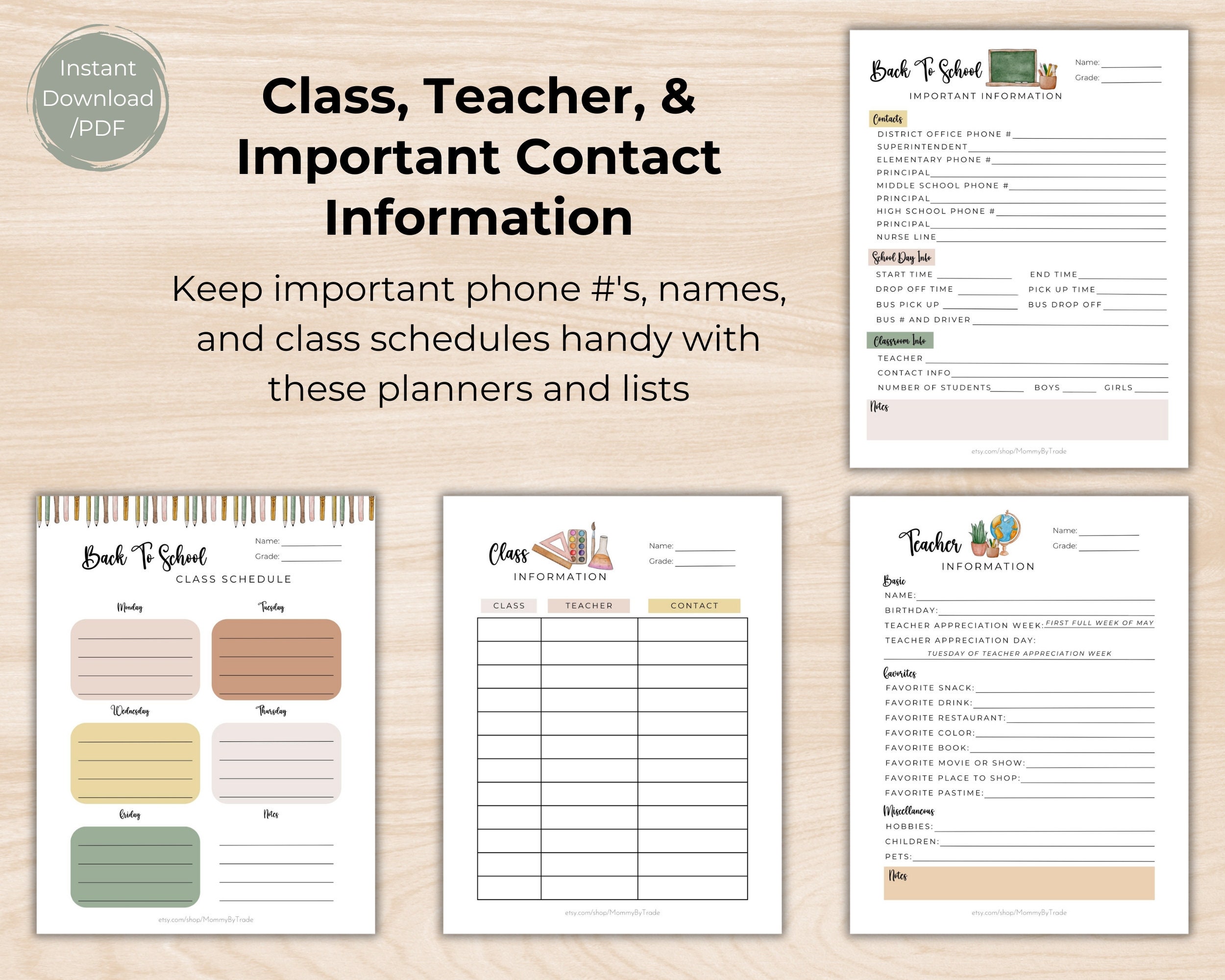 Printable Back to School Planner for Parents,student Planner Printable ...