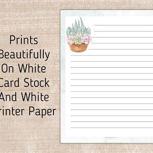 Printable Succulent Stationery,lined and Unlined Printable Paper ...